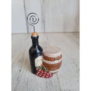 Grasslands road wine bottle barrel photo card holder vintage